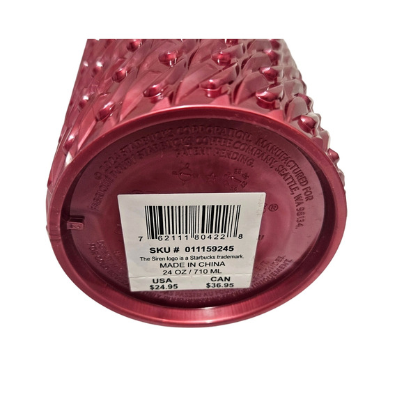 Starbucks 2024 Chained Link Raspberry Burgundy Red Venti 24 OZ Tumbler NEW - Picture 4 of 6